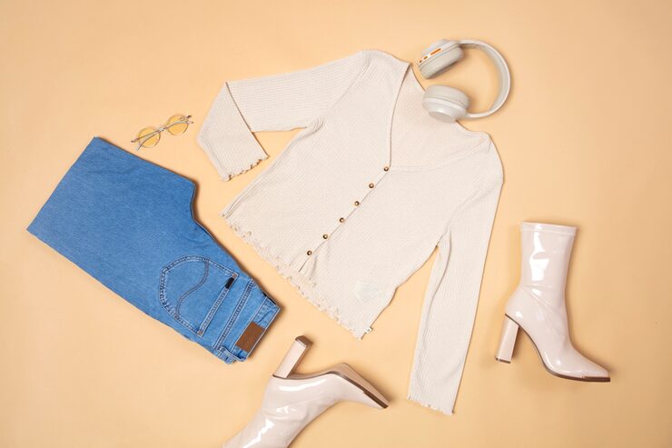 Capsule wardrobe for petite fashion outfits for work with mix-and-match staples.