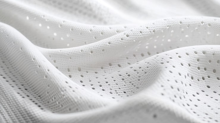 Close up of breathable linen fabric for a men's summer blazer.